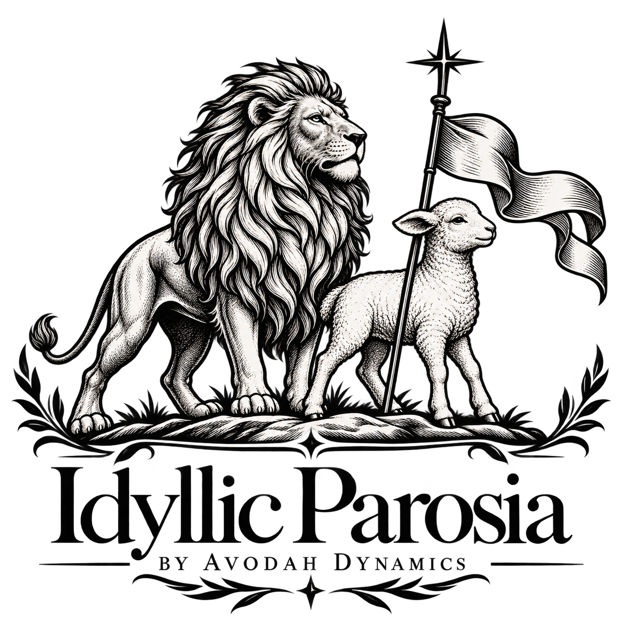 Engraved lion and lamb