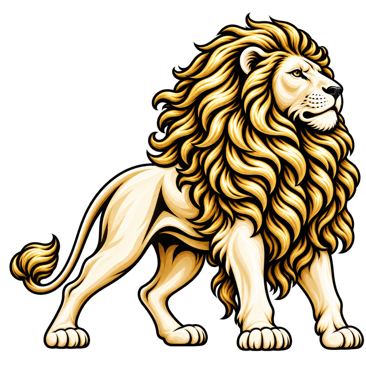 Standalone golden lion · Avodah motif