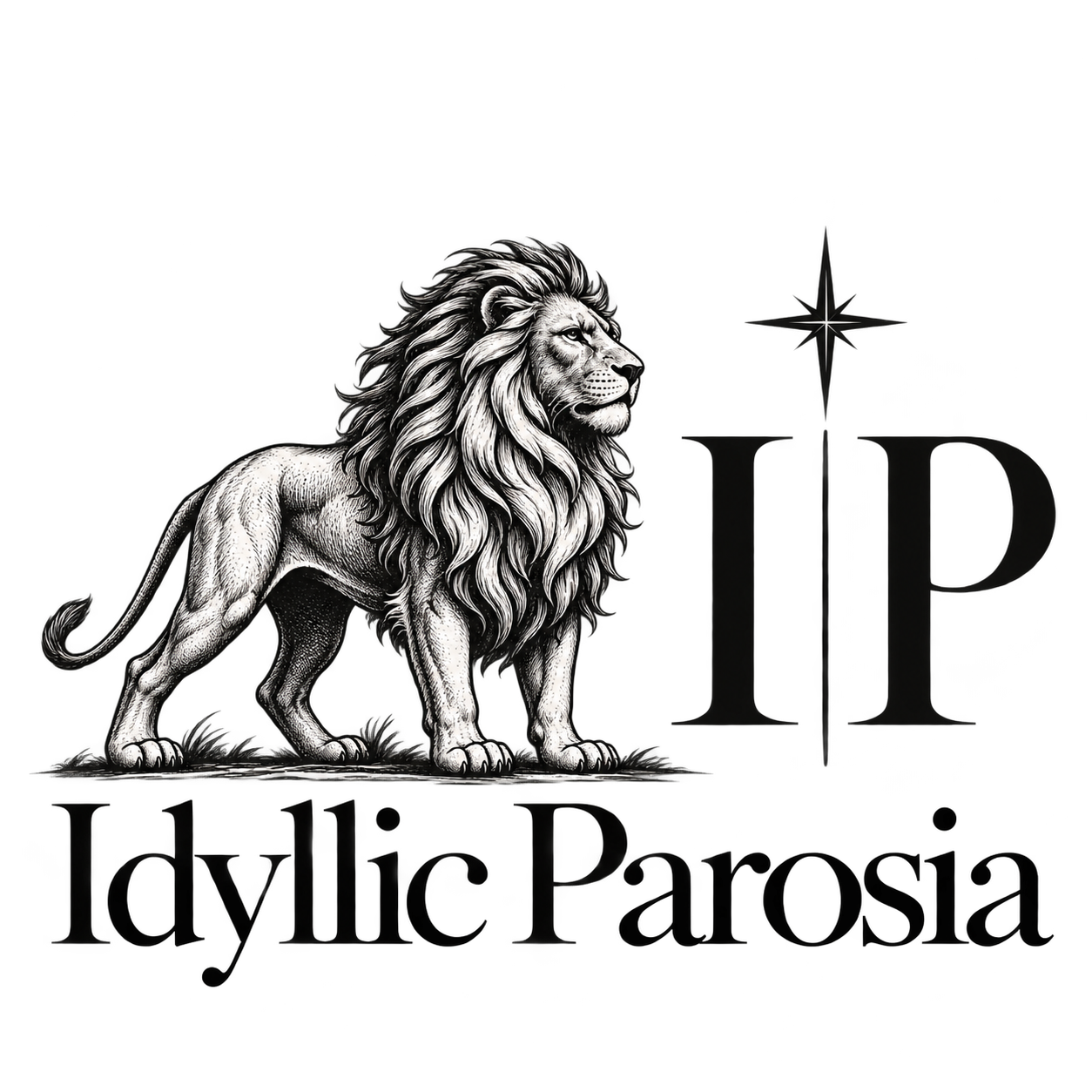 Engraved lion IP emblem